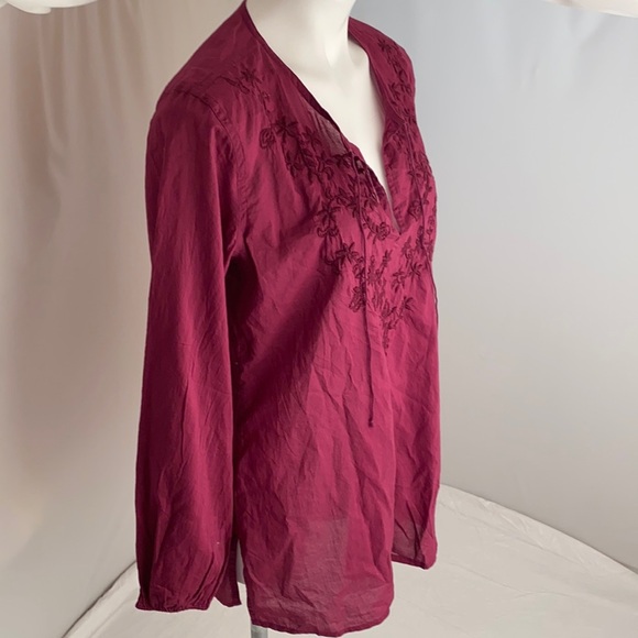 Lucky Brand raspberry keyhole cotton boho tunic L - Picture 2 of 12